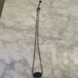 Elisa Gunmetal Pendant Necklace in Black Drusy